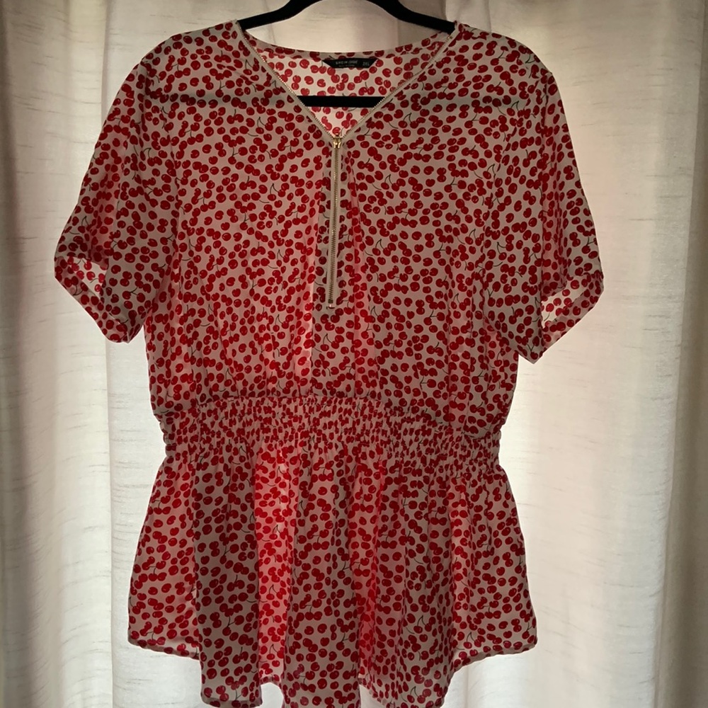Cherry print peplum top size 2XL